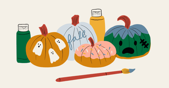 Halloween Arts and Crafts with a Pumpkin illustration